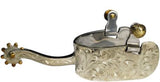 Showman™ Stainless Steel Show Spur With Engraved Silver Overlay. - Country Scene Saddlery and Pet Supplies