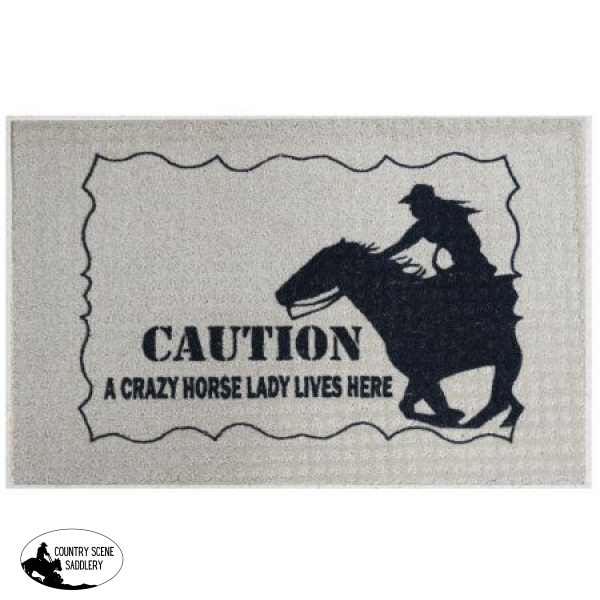 27 X 18 Caution A Crazy Horse Lady Lives Here Welcome Mat Home & Garden