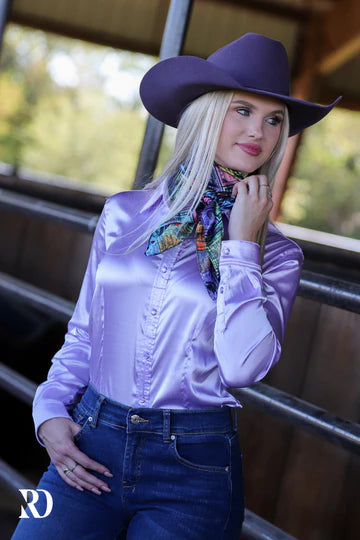 New! DUSTY LILAC SATIN PERFORMANCE RODEO SHIRT