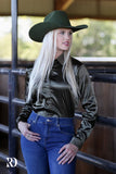 New! OLIVE SATIN PERFORMANCE RODEO SHIRT - Country Scene Saddlery and Pet Supplies