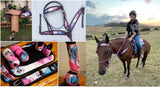 CSSB13 Pink and Teal Swirl Inlay Barrel Saddle - Country Scene Saddlery and Pet Supplies