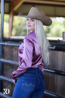 New! DEEP PLUM SATIN PERFORMANCE RODEO SHIRT