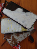 Showman ® Tan and White Printed Hair on Cowhide Clutch - Country Scene Saddlery and Pet Supplies
