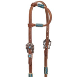 New! Showman Argentina Cow Leather Cobalt Rawhide One Ear Headstall - Country Scene Saddlery and Pet Supplies