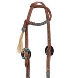 New! Showman Argentina Cow Leather Smoky Rawhide One Ear Headstall - Country Scene Saddlery and Pet Supplies