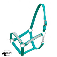 2Ply Medium/large Pony Size Nylon Halter With Crystal Noseband And Cheeks. / Teal