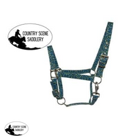 New! 2Ply Nylon Horse Sized Halter Blue Cheetah