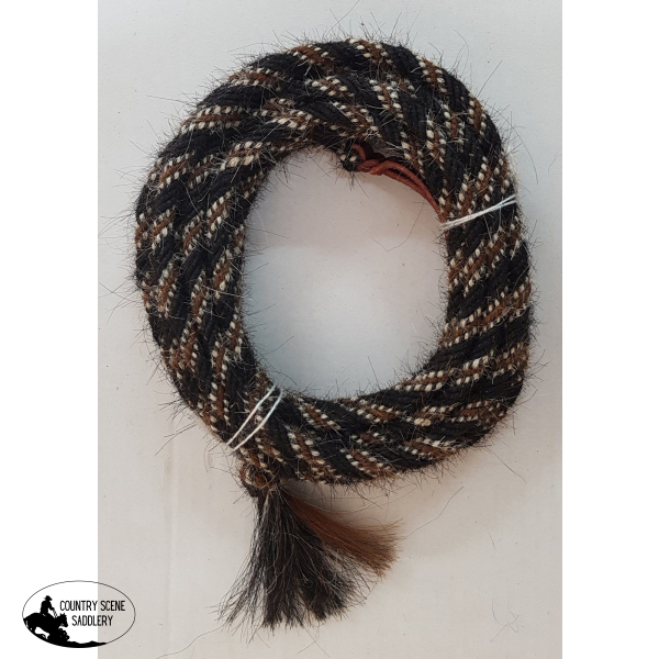 New! 3/8 Horsehair Mecate Black W/brown & White Accents