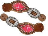 Showman ® Ladies Teal and brown beaded cross spur straps. - Country Scene Saddlery and Pet Supplies
