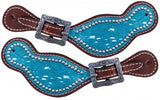 Showman ® Ladies teal Hair on Cowhide spur straps - Country Scene Saddlery and Pet Supplies