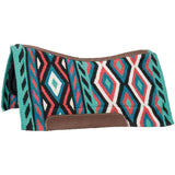Patterned saddle pad with geometric design on a white background Teal 