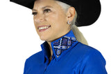 New! Shiloh Crystaled Taffy Show Blouse, Royal [Size: M] - Country Scene Saddlery and Pet Supplies