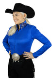 New! Shiloh Crystaled Taffy Show Blouse, Royal [Size: M] - Country Scene Saddlery and Pet Supplies