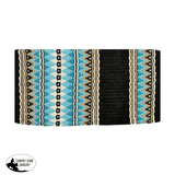 New! 36" X 34" Wool Saddle Blanket with blue accents - Country Scene Saddlery and Pet Supplies