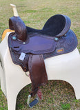 CSSB06 Chocolate Floral Tooled Barrel Saddle - Country Scene Saddlery and Pet Supplies