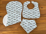 New! Bib, Burp & Wash Cloth Set - Gingham Cows - Country Scene Saddlery and Pet Supplies