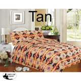 4 Piece King Size Southwest Design Luxury Comforter Set. Tan