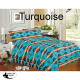 4 Piece King Size Southwest Design Luxury Comforter Set. Turquoise