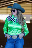 LIME FINISH LINE SATIN PERFORMANCE RODEO SHIRT - Country Scene Saddlery and Pet Supplies