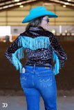 LEOPARD & FRINGE VELVET PERFORMANCE RODEO SHIRT - Country Scene Saddlery and Pet Supplies
