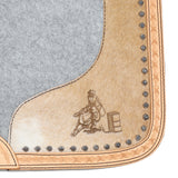 New! Showman Felt Bottom Saddle Pad with Hand Tooled Hair on Argentina Cowhide and Laser Etched Barrel Racer - Country Scene Saddlery and Pet Supplies