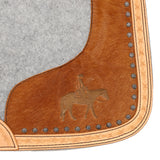 New! Showman Felt Bottom Saddle Pad with Hand Tooled Hair on Argentina Cowhide and Laser Etched Pleasure Horse - Country Scene Saddlery and Pet Supplies