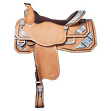 Billy Royal western show saddle basketweave tooling 3 piece sterling silver overlay trim suede seat