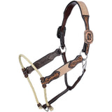 New! Roughout Leather Horse Halter with Tooled Accents & Lariat Nose | Western Halter Australia