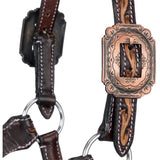 New! Roughout Leather Horse Halter with Tooled Accents & Lariat Nose | Western Halter Australia