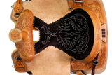 PRCA roping saddle with roughout and floral tooling Circle Y