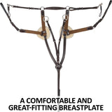 New 5 Point Breastplate with Sheepskin – Havana Leather - Training aids