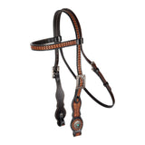 New! Schneiders® Ranch Turquoise Concho Two-Tone Browband Headstall - Country Scene Saddlery and Pet Supplies