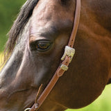 NEW! Billy Royal® Oiled Herman Oak Split Ear Headstall with Floral Buckle NEW ITEM - Country Scene Saddlery and Pet Supplies
