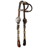 New! Schneiders® Two Ear Tooled Show Headstall with Rawhide Accents - Country Scene Saddlery and Pet Supplies