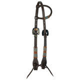 New!Schneiders® Turquoise Rawhide Rolled One Ear Headstall - Country Scene Saddlery and Pet Supplies