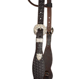 New! Billy Royal® Limited Edition Basketweave Shaped Cheek Two-Ear Ranch Headstall - spur strap