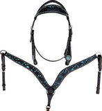 CSS Western Inlay Breastcollar and Bridle- Teal Glitter Inlay - Country Scene Saddlery and Pet Supplies