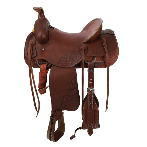 New! Showman Legacy Series Waffle Tooled Roping Saddle - 16 Inch