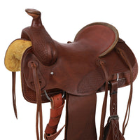 New! Showman Legacy Series Waffle Tooled Roping Saddle - 16 Inch