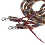 New! Showman Dust & Denim Mohair Contest Reins - 8 Ft - Country Scene Saddlery and Pet Supplies
