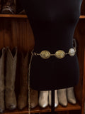 New! Tooled Concho Belt / GOLD - Country Scene Saddlery and Pet Supplies