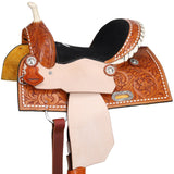New! Double T Chestnut Daisy Barrel Style Saddle - 13 Inch- Semi QH - Country Scene Saddlery and Pet Supplies