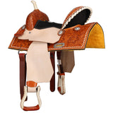 New! Double T Chestnut Daisy Barrel Style Saddle - 13 Inch- Semi QH - Country Scene Saddlery and Pet Supplies