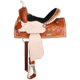 New! Double T Chestnut Daisy Barrel Style Saddle - 15 Inch-7inch FQHB - Country Scene Saddlery and Pet Supplies