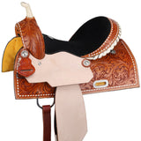 New! Double T Chestnut Daisy Barrel Style Saddle - 15 Inch-7inch FQHB - Country Scene Saddlery and Pet Supplies
