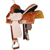 New! Double T Chestnut Daisy Barrel Style Saddle - 15 Inch-7inch FQHB - Country Scene Saddlery and Pet Supplies