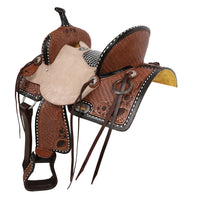 New! Double T Floral Weaves Barrel Style Saddle - 13 Inch