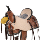 New! Double T Floral Weaves Barrel Style Saddle - 13 Inch