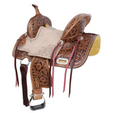 New! Double T Cactus Lily Barrel Style Saddle - 12 Inch - Country Scene Saddlery and Pet Supplies