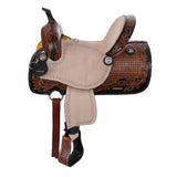 New! Double T Regal Bloom Barrel Style Saddle - 13 Inch - Country Scene Saddlery and Pet Supplies